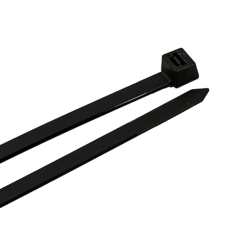Forney Cable Tie, 12 in L, 3-1/4 in Max Bundle Dia., Black, Nylon 6/6, 120 lb Strength, 100 PK 62069